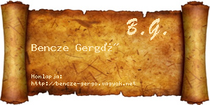 Bencze Gergő névjegykártya